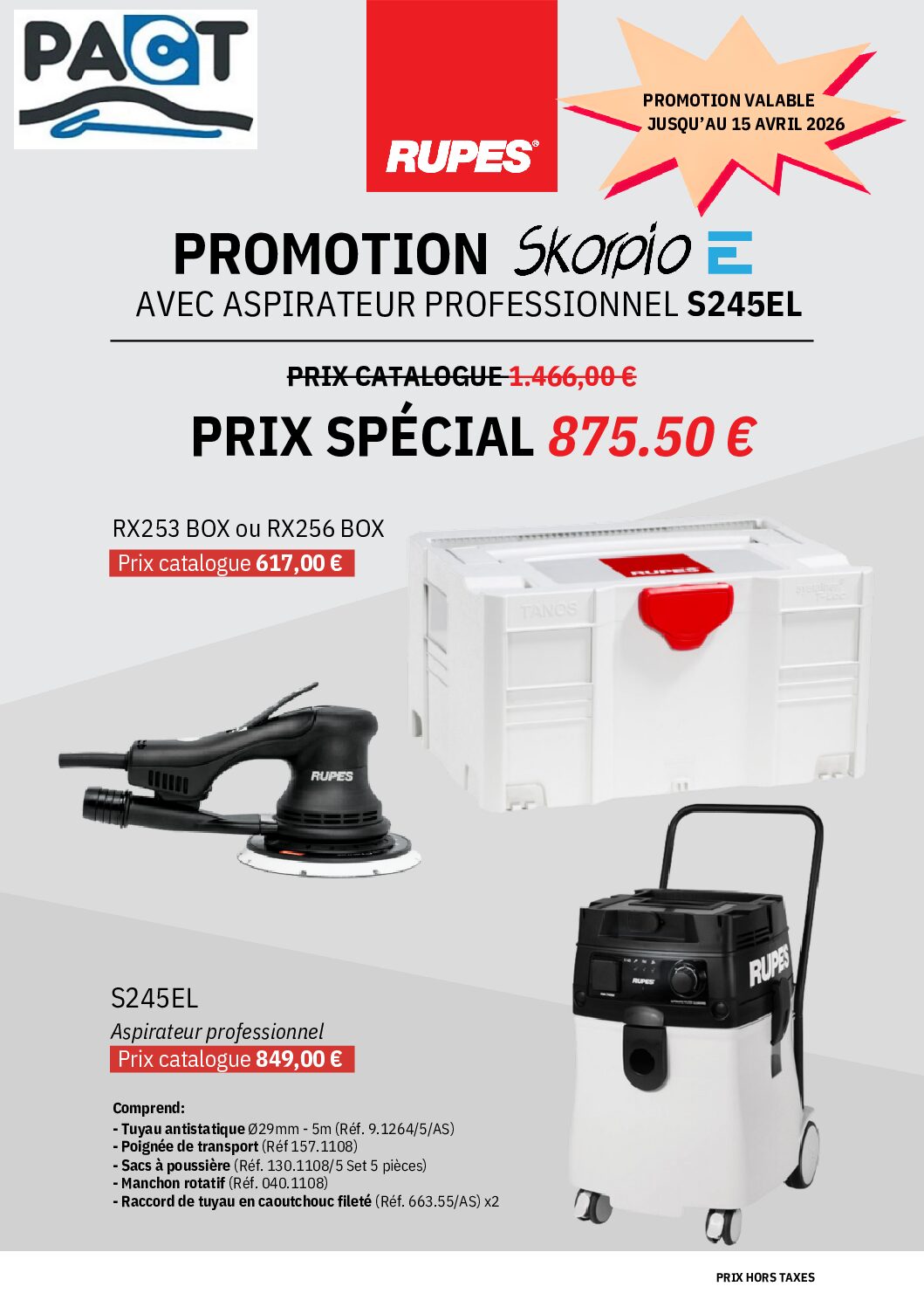 PROMOTION SKORPIO E AVEC ASPIRATEUR PROFESSIONNEL S245EL